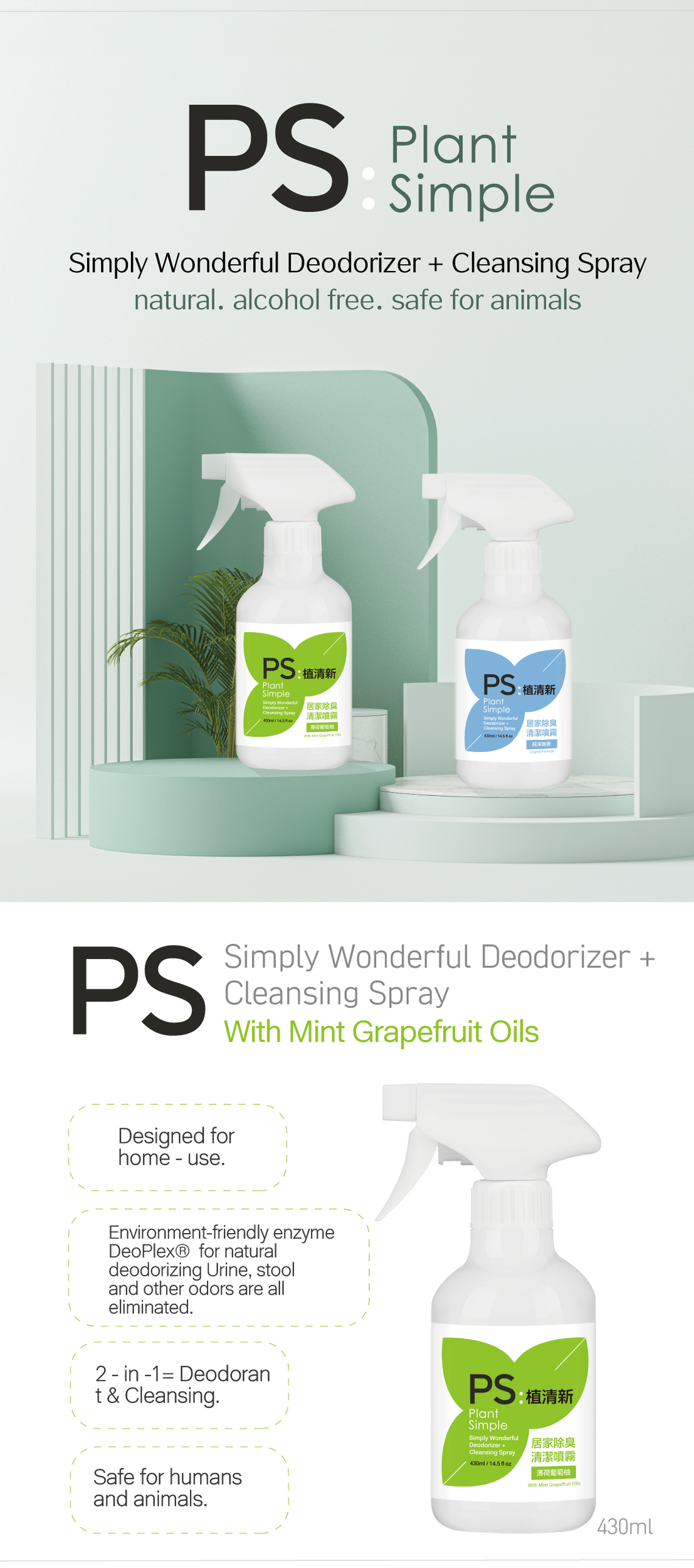 PS Simply Good Deodorizer + Cleansing Spray With Dog Being