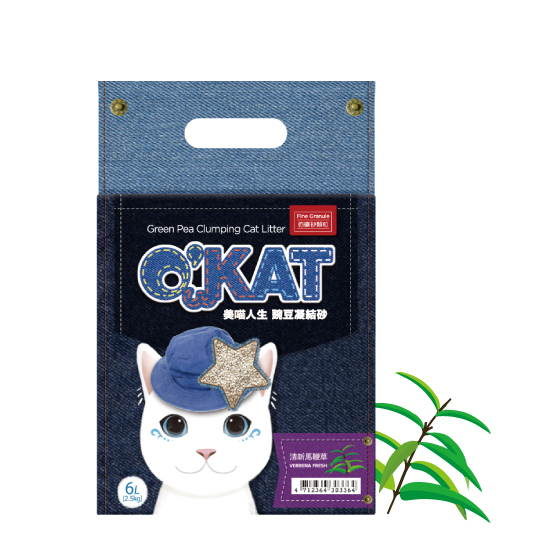 O'KAT。Green Pea Clumping Cat Litter - Verbena Fresh - Fine Granule